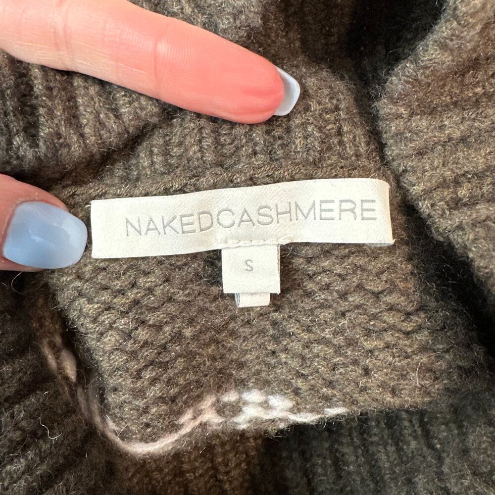 NAKED CASHMERE 100% Cashmere Turtleneck Sweater Fair Isle Nordic Chunky Knit - Picture 9 of 10